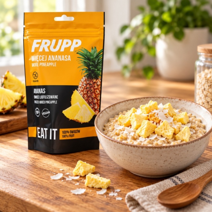 Ananas liofilizowany FRUPP jako dodatek do owsianki
